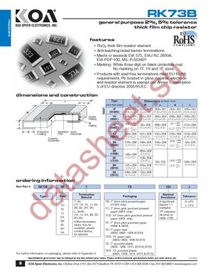 RK73B1ELTP101J datasheet  